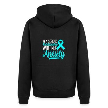 Anxiety disorder Anxiety disorder - Unisex Premium Organic Zip Hoodie - black - Back - Nico (187cm)