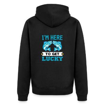Lustiger Angler Spruch St Patricks Day - Unisex Premium Bio Zip Hoodie - Schwarz - Hinten - Nico (187cm)