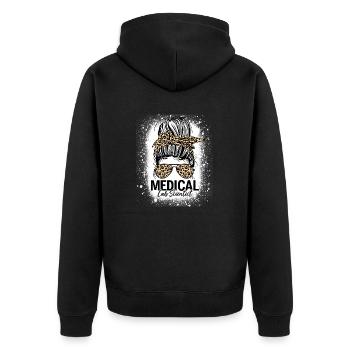 Medizinisches Labor Wissenschaftler Messy Bun Leopard Lustiges Labor - Unisex Premium Bio Zip Hoodie - Schwarz - Hinten - Nico (187cm)