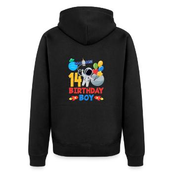 14 Birthday Boy Astronaut Space Adventure - Unisex Premium Organic Zip Hoodie - black - Back - Nico (187cm)