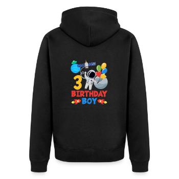 Astronaut Adventure Birthday Boy Design - Unisex Premium Organic Zip Hoodie - black - Back - Nico (187cm)