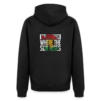 Kurdistan Where The Sun Rises Kurde Kurden - Unisex Premium Bio Zip Hoodie - Schwarz - Hinten - Nico (187cm)