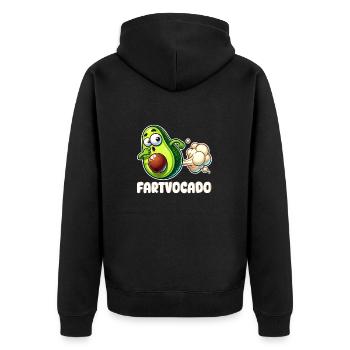 Lustige Avocado Furzen Pupsen Fartvocado - Unisex Premium Bio Zip Hoodie - Schwarz - Hinten - Nico (187cm)