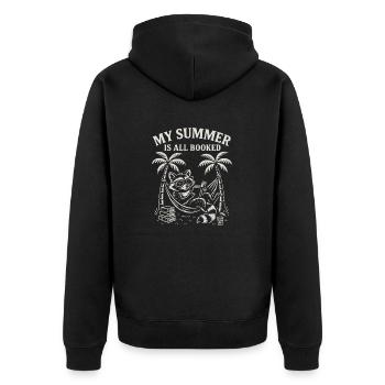 Mein Sommer Ist Voll Gebucht - Buchliebhaber - Unisex Premium Bio Zip Hoodie - Schwarz - Hinten - Nico (187cm)