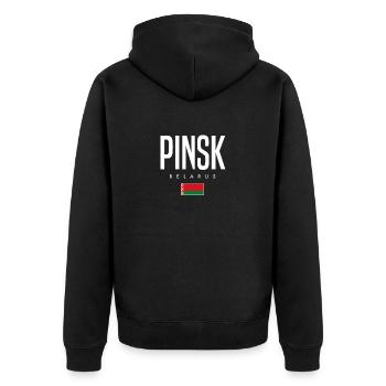 Pinsk Belarus Weißrussland - Unisex Premium Organic Zip Hoodie - black - Back - Nico (187cm)