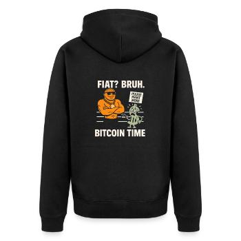 Bitcoin - Unisex Premium Bio Zip Hoodie - Schwarz - Hinten - Nico (187cm)