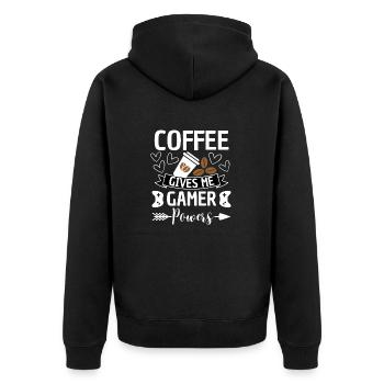 Café drôle gamer disant jeu - Veste à capuche bio Premium Unisexe - noir - Dos - Nico (187cm)