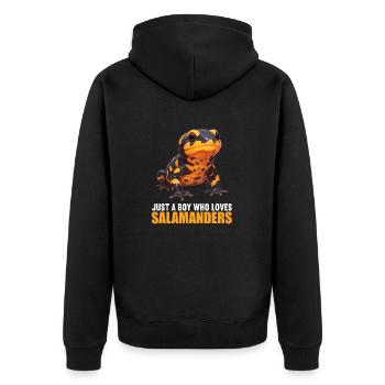 Salamanders Salamander - Unisex Premium Bio Zip Hoodie - Schwarz - Hinten - Nico (187cm)