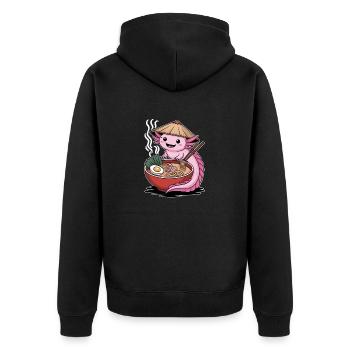 Ramen Axolotl Japanese Style - Unisex Premium Organic Zip Hoodie - black - Back - Nico (187cm)