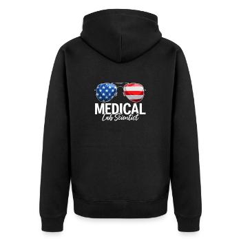 Medizinisches Labor Wissenschaftler USA Sonnenbrille MLS Labor - Unisex Premium Bio Zip Hoodie - Schwarz - Hinten - Nico (187cm)
