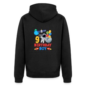 9 Birthday Boy Astronaut Balloon Space - Unisex Premium Organic Zip Hoodie - black - Back - Nico (187cm)