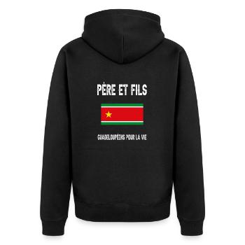 père fils papa guadeloupéen guadeloupe - Veste à capuche bio Premium Unisexe - noir - Dos - Nico (187cm)