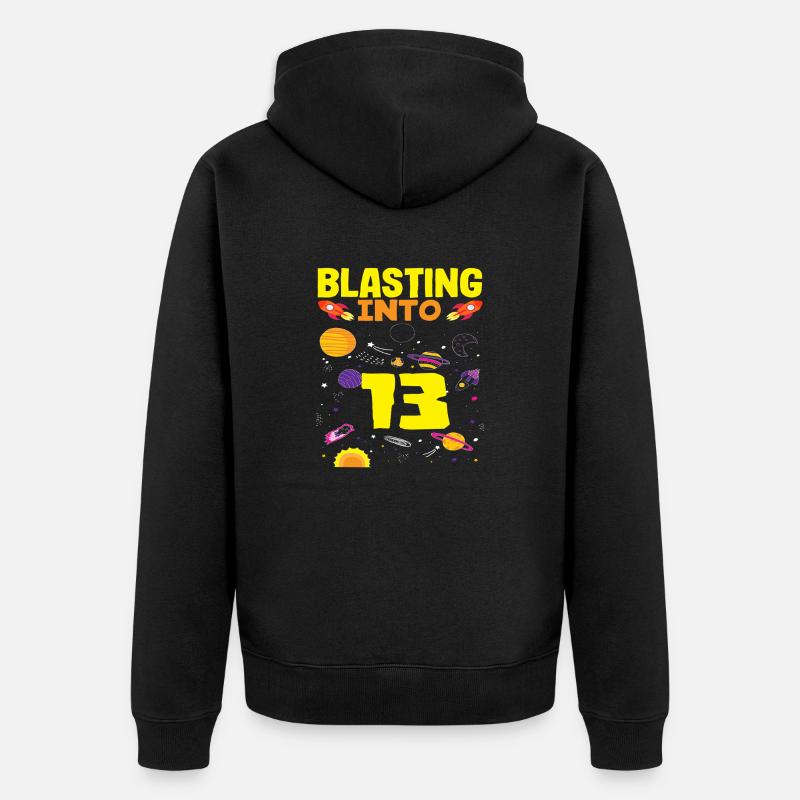 Aventure spatiale 13 ans - Veste à capuche bio Premium Unisexe - noir