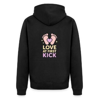 Unplanned Parents Club New Baby Life Gift - Unisex Premium Organic Zip Hoodie - black - Back - Nico (187cm)