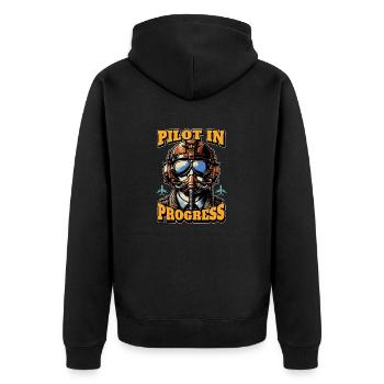 Flight Instructor Pilot In Progress Flight Trainer - Unisex Premium Bio Zip Hoodie - Schwarz - Hinten - Nico (187cm)