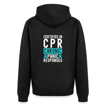 Anxiety disorder Anxiety disorder - Unisex Premium Organic Zip Hoodie - black - Back - Nico (187cm)
