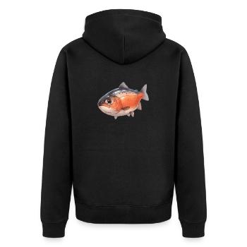 Lachse Lachs - Unisex Premium Bio Zip Hoodie - Schwarz - Hinten - Nico (187cm)