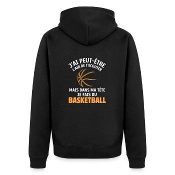 joueur de basketball cadeau basketball - Veste à capuche bio Premium Unisexe - noir - Dos - Nico (187cm)
