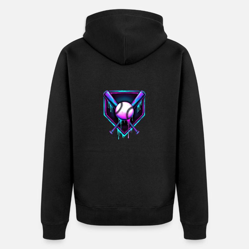 Baseball Eis Baseballschläger - Unisex Premium Bio Zip Hoodie - Schwarz