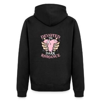 Dark Romance Booktok Devoted To Dark Romance - Unisex Premium Bio Zip Hoodie - Schwarz - Hinten - Nico (187cm)
