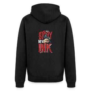 Tattoo Artist Your Story My Ink Traditional Tattoo - Unisex Premium Bio Zip Hoodie - Schwarz - Hinten - Nico (187cm)