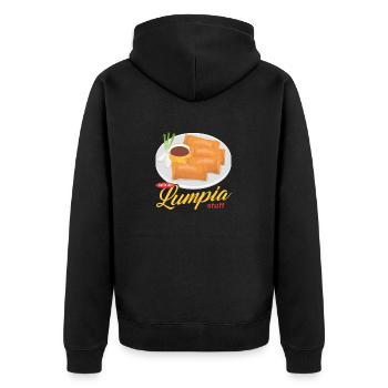 Lumpia Loempia Frühlingsrolle Geschenke - Unisex Premium Bio Zip Hoodie - Schwarz - Hinten - Nico (187cm)