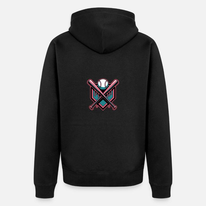 Baseball Eis Baseballschläger - Unisex Premium Bio Zip Hoodie - Schwarz