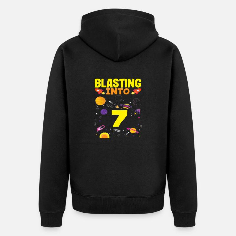 Aventure spatiale du 7e anniversaire - Veste à capuche bio Premium Unisexe - noir