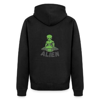Rencontre d’OVNI extraterrestre vert - Veste à capuche bio Premium Unisexe - noir - Dos - Nico (187cm)
