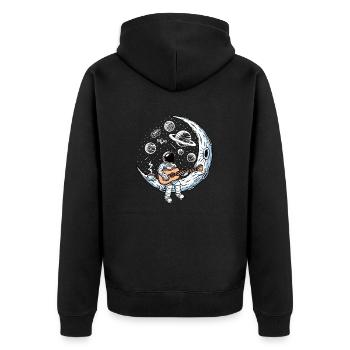 Astronaut Playing Guitar - Unisex Premium Bio Zip Hoodie - Schwarz - Hinten - Nico (187cm)