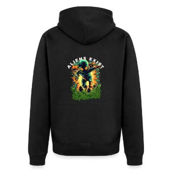 Les extraterrestres existent Lueur cosmique - Veste à capuche bio Premium Unisexe - noir - Dos - Nico (187cm)