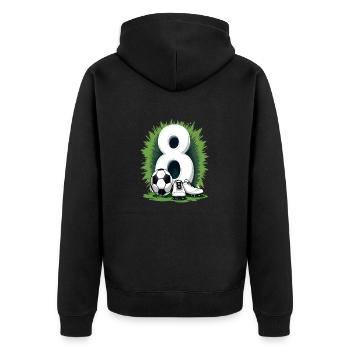 Fußball Geburtstag 8 Jahre Jungen Geschenk - Unisex Premium Bio Zip Hoodie - Schwarz - Hinten - Nico (187cm)