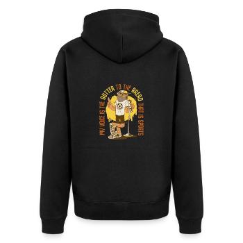Commentateur Présentateur sportif - Veste à capuche bio Premium Unisexe - noir - Dos - Nico (187cm)