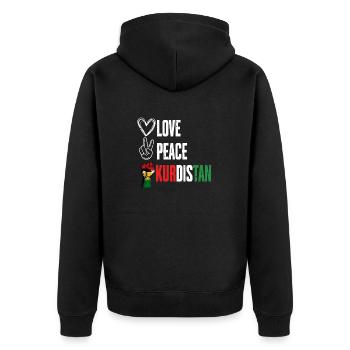 Kurde Kurden Love Peace Kurdistan - Unisex Premium Bio Zip Hoodie - Schwarz - Hinten - Nico (187cm)