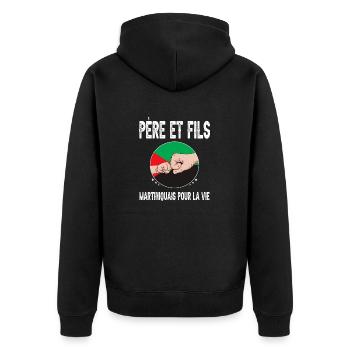 père fils papa martiniquais martinique fête pères - Veste à capuche bio Premium Unisexe - noir - Dos - Nico (187cm)