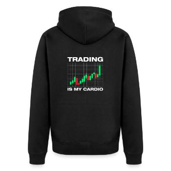 Trading is my cardio Aktienmarkt Börse Trader - Unisex Premium Bio Zip Hoodie - Schwarz - Hinten - Nico (187cm)