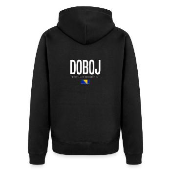 Doboj Bosnien und Herzegowina - Unisex Premium Bio Zip Hoodie - Schwarz - Hinten - Nico (187cm)