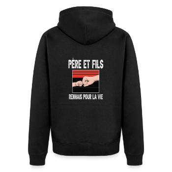 père et fils papa rennais rennes supporter - Veste à capuche bio Premium Unisexe - noir - Dos - Nico (187cm)