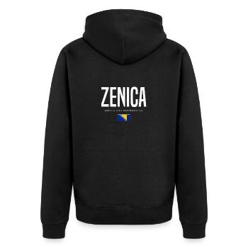 Zenica Bosnien und Herzegowina - Unisex Premium Bio Zip Hoodie - Schwarz - Hinten - Nico (187cm)