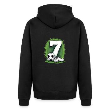 Fußball Geburtstag 7 Jahre Jungen Geschenk - Unisex Premium Bio Zip Hoodie - Schwarz - Hinten - Nico (187cm)