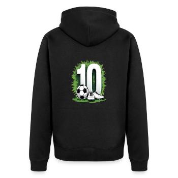 Fußball Geburtstag 10 Jahre Jungen Geschenk - Unisex Premium Bio Zip Hoodie - Schwarz - Hinten - Nico (187cm)