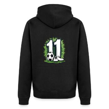 Fußball Geburtstag 11 Jahre Jungen Geschenk - Unisex Premium Bio Zip Hoodie - Schwarz - Hinten - Nico (187cm)
