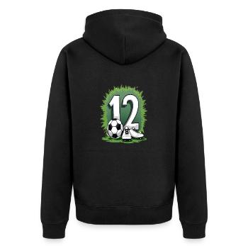 Fußball Geburtstag 12 Jahre Jungen Geschenk - Unisex Premium Bio Zip Hoodie - Schwarz - Hinten - Nico (187cm)