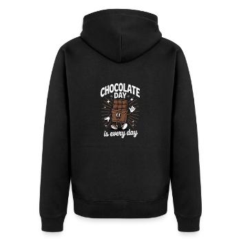 Chocolate Day Every Day Chocolate Bar - Unisex Premium Bio Zip Hoodie - Schwarz - Hinten - Nico (187cm)