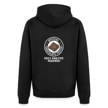 Chocolate Saying Chocolate Heart Chocolate Love - Unisex Premium Bio Zip Hoodie - Schwarz - Hinten - Nico (187cm)