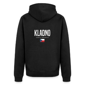 Kladno Tschechien - Unisex Premium Bio Zip Hoodie - Schwarz - Hinten - Nico (187cm)
