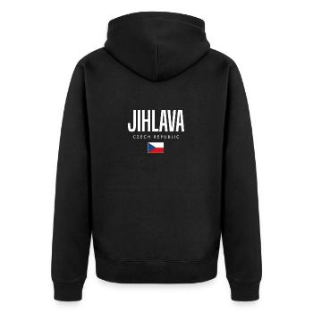 Jihlava Tschechien - Unisex Premium Bio Zip Hoodie - Schwarz - Hinten - Nico (187cm)