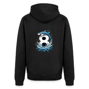 Shark Kids Birthday Eight Years Anniversary - Unisex Premium Organic Zip Hoodie - black - Back - Nico (187cm)