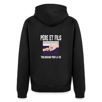 père et fils papa supporter toulousain toulouse - Veste à capuche bio Premium Unisexe - noir - Dos - Nico (187cm)