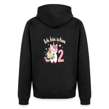 Licorne mignonne 2e anniversaire pour les filles - Veste à capuche bio Premium Unisexe - noir - Dos - Nico (187cm)